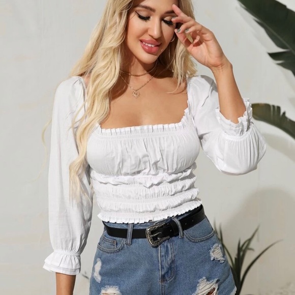 Square Neck Frill Blouse
